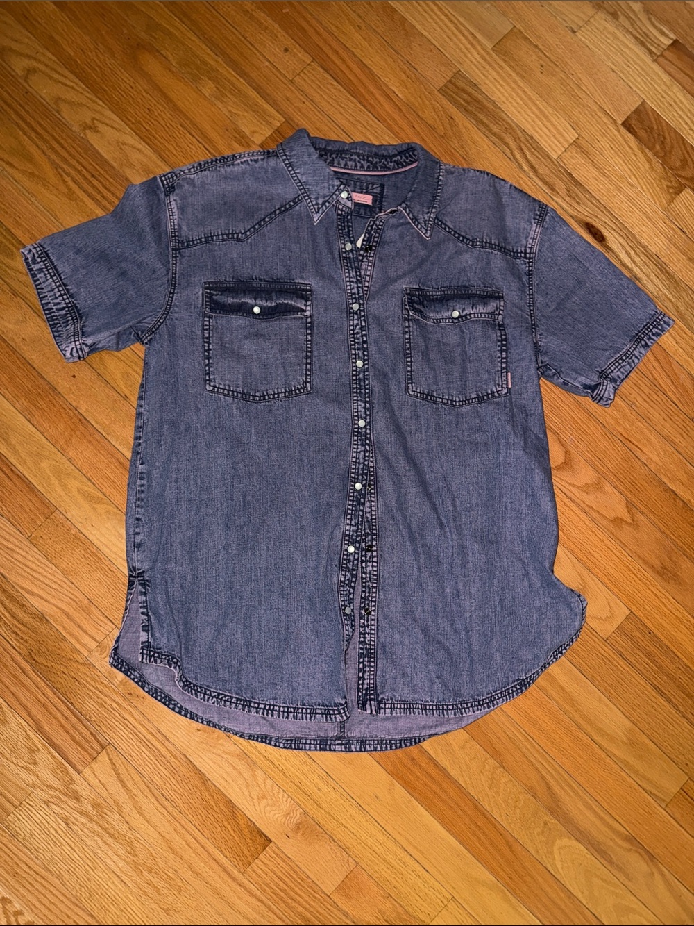 We The Free NWT❗️The Short of It denim shirt with orchid trim - Picture 2 of 9